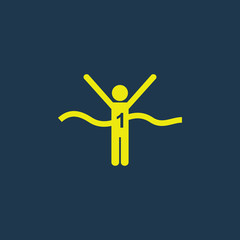 Yellow icon of Athlete on dark blue background. Eps.10