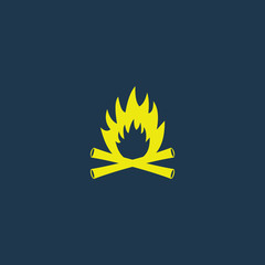 Yellow icon of Fire on dark blue background. Eps.10