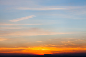 colorful dramatic sky with cloud at sunset