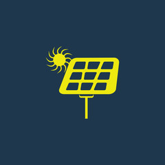 Yellow icon of Solar Panel on dark blue background. Eps.10