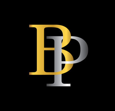BP initial letter with gold and silver