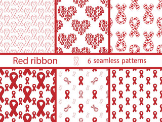 Set red ribbon seamless pattern