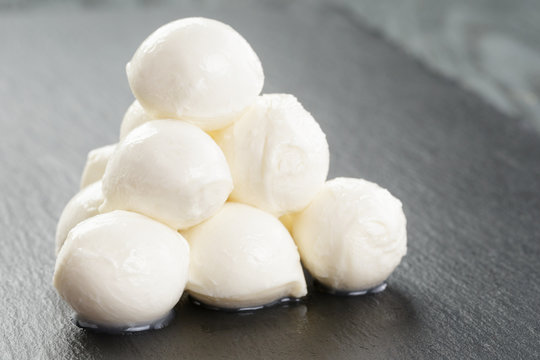 Mozzarella Balls On Slate Board