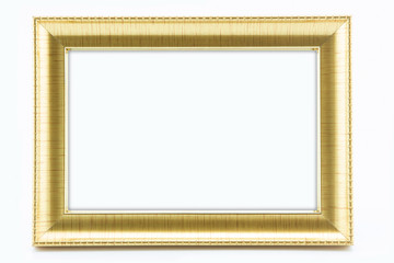 Fototapeta premium Classic vintage gilded frame isolated on white background.