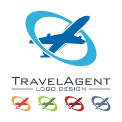 Travel And Tour Logo, Plane, Elips Design Logo Vector 