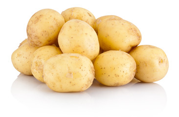 Pile new potato isolated on white background