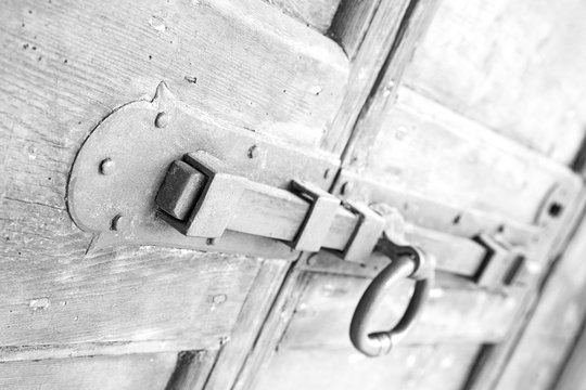 europe old in italy antique close brown door and rusty lock c