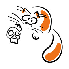 Cat and skull