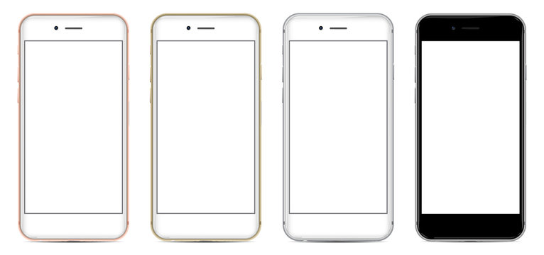 Set of Smartphones with blank screen in four colors