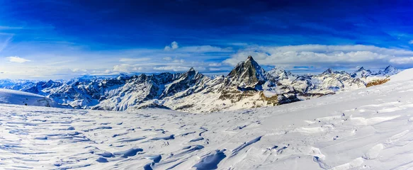 Zelfklevend Fotobehang Matterhorn Zwitserse Alpen - Matterhorn, Zwitserland, panorama