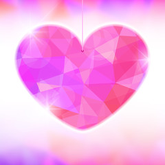 Naklejka na ściany i meble Valentine's Day card with precious heart on light effect background. 