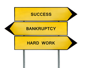 Yellow street concept bankruptcy, hard work and success sign