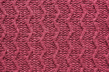 Purple red, cherry knitted sweater texture background. Space for copy, text, lettering.