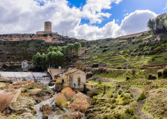 Fototapeta na wymiar Alarcon dam reservoir beneath the tower (Cuenca) II