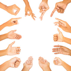 collection of hand make symbol white isolated