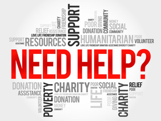 Need help?, word cloud concept