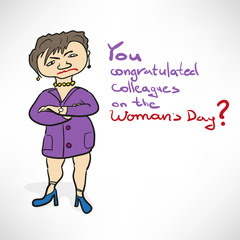 Women's Day russian greeting Card. Flat ilustration with a wicke