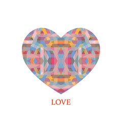 Abstract geometric background in heart shape for valentines day