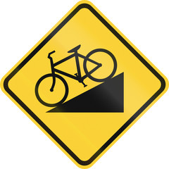 United States MUTCD road sign - Steep descent for bicycles