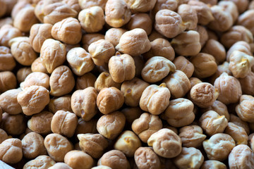 Grains of raw chickpeas