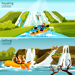 Rafting Canoeing Kayaking Compositions - obrazy, fototapety, plakaty