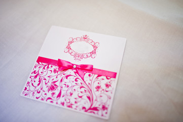 Vintage pink and white wedding card