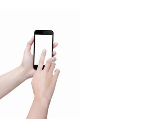 Touch screen smart phone in hand.