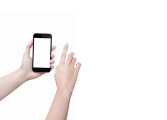 Obraz na płótnie Canvas Touch screen smart phone in hand.