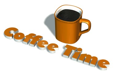 coffee time -  coffee cup and handwrite 3D lettering 