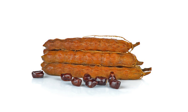 Ripe tamarind on white background
