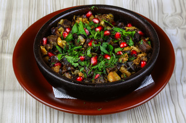 Baked potato with chicken meat