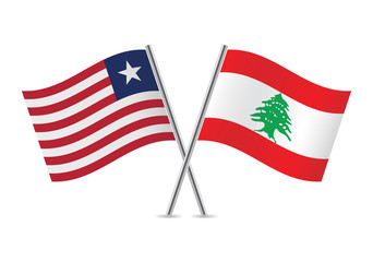 Liberian and Lebanese flags. Vector illustration.