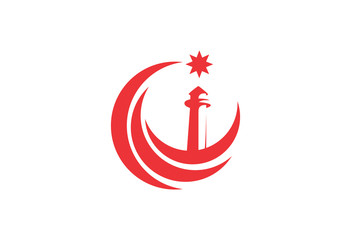 lighthouse lighting with star icon logo