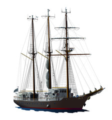 Fototapeta premium 帆船（黒）