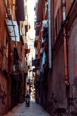 Street view of old town in Naples city, italy