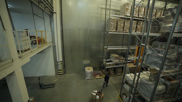 Modern large warehouse and loader