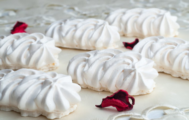 White marshmallow on a table close-up