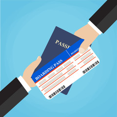 Businessman Receiving Boarding Pass and Passport 