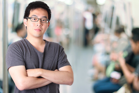Asian man in subway