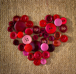 Heart on sackcloth from the red buttons