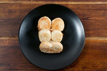 Puff pastry from top close-up