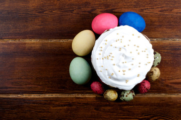 Easter cake with different eggs around