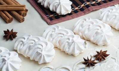 White marshmallow on a table close-up