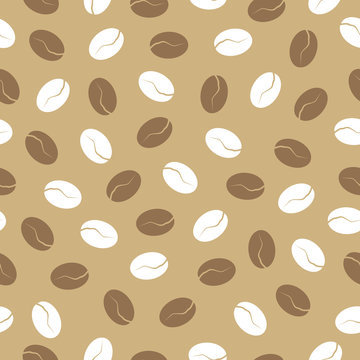 coffee beans on a brown background, seamless pattern
