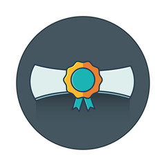 graduation cap and diploma  icon flat icon
