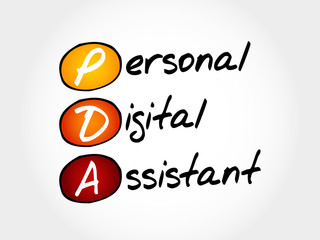 PDA - Personal Digital Assistant, acronym concept