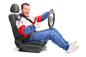 Joyful car racer giving a thumb up © Ljupco Smokovski