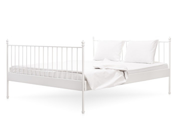 Studio shot of a white modern bed