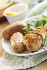 Fried chicken leg with potato