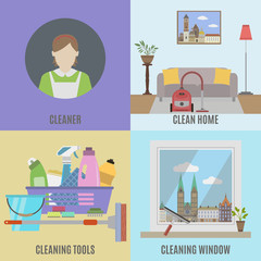 Fototapeta na wymiar Cleaning service and cleane tools
